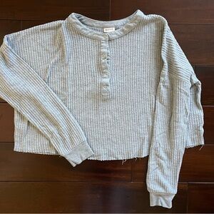Self E cropped long sleeve waffle top